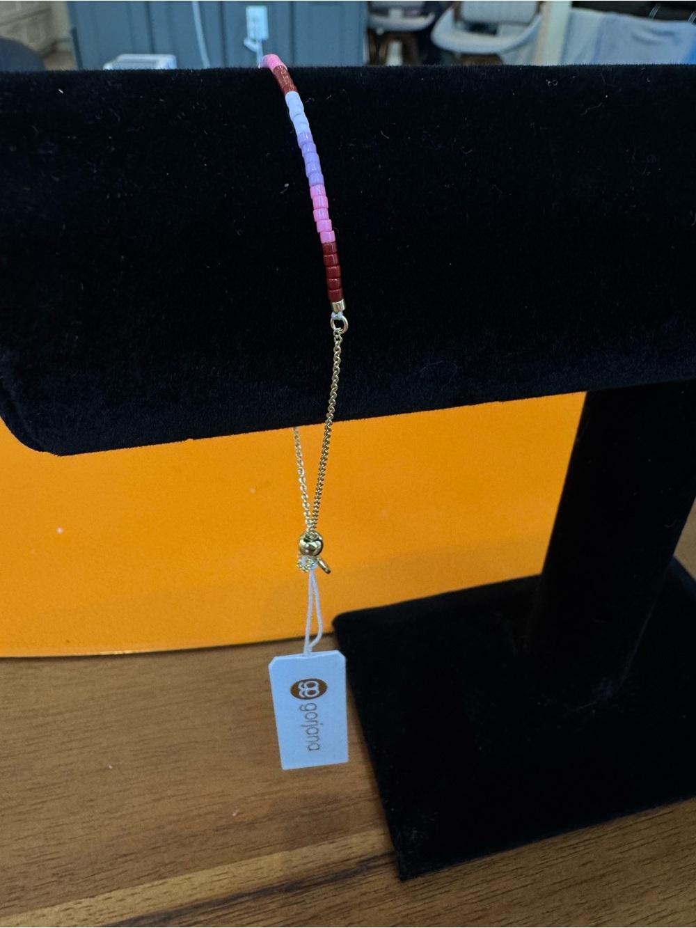 Gorjana Gigi Pink, Purple & Red stripe Bracelet with Gold Chain